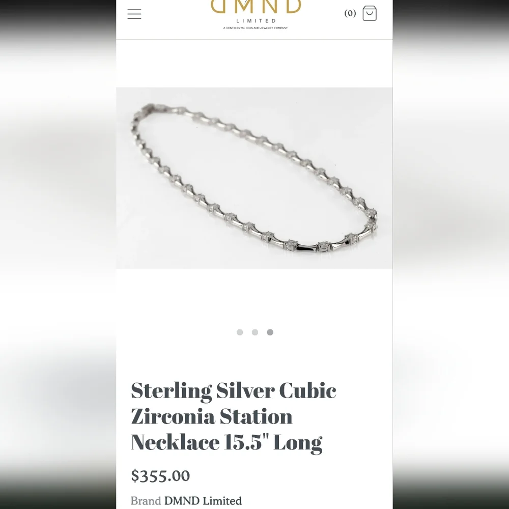 Elegant Sterling Silver and Cubic Zirconia Station Necklace - Picture 4 of 16